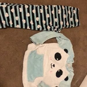 mint green white and black panda pajama set new